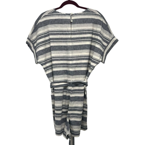 Madewell Perimeter Striped Linen Blend V Neck Casual Romper Women’s Large - Picture 13 of 15